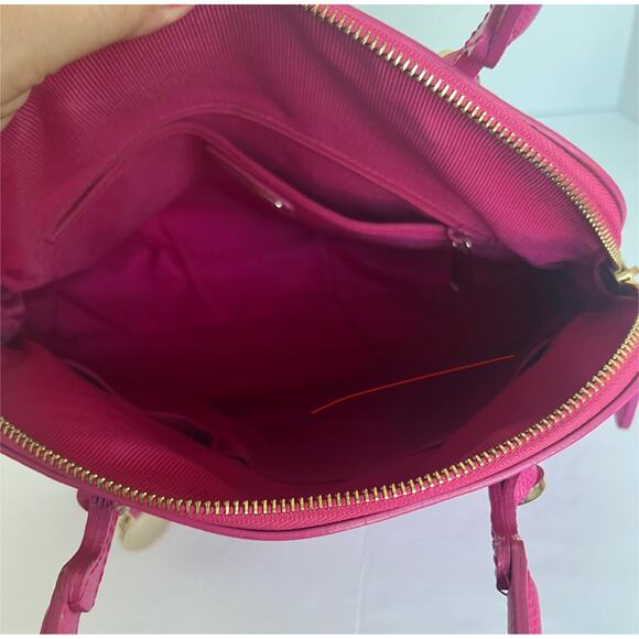 Authentic Furla Piper M Hot Pink Leather Handbag Bag Satchel Purse - Picture 3 of 12